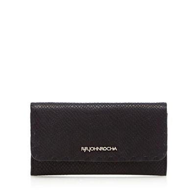 Designer black leather snakeskin fold over purse